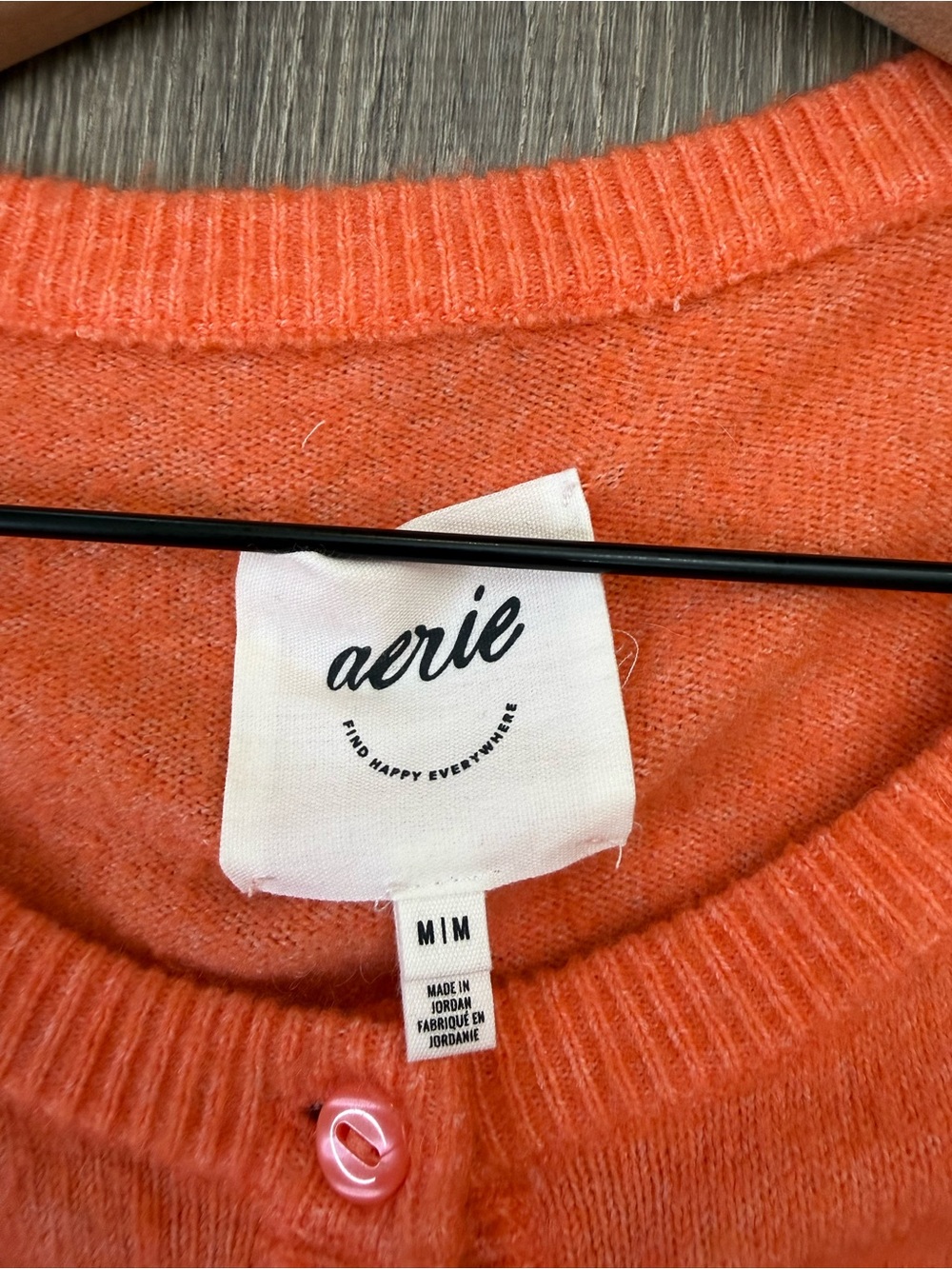 AERIE Campus Cool Plush Orange Button Front Cardigan Sweater Women’s Medium - Picture 4 of 8